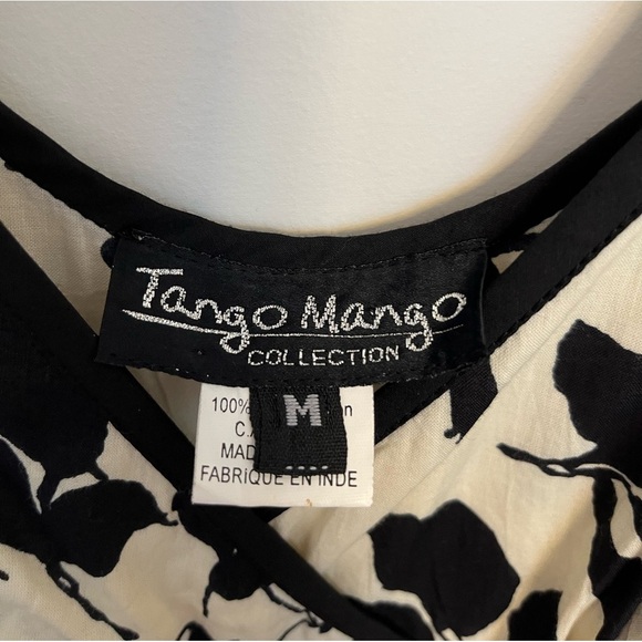 Tango Mango Black White Floral Maxi Dress with Waist Tie Size Medium - Picture 5 of 6